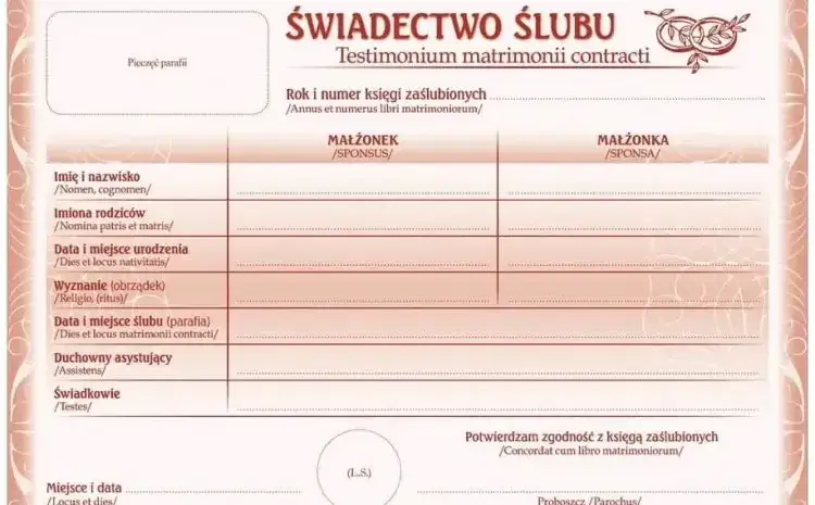 dokumenty do ślubu cywilnego