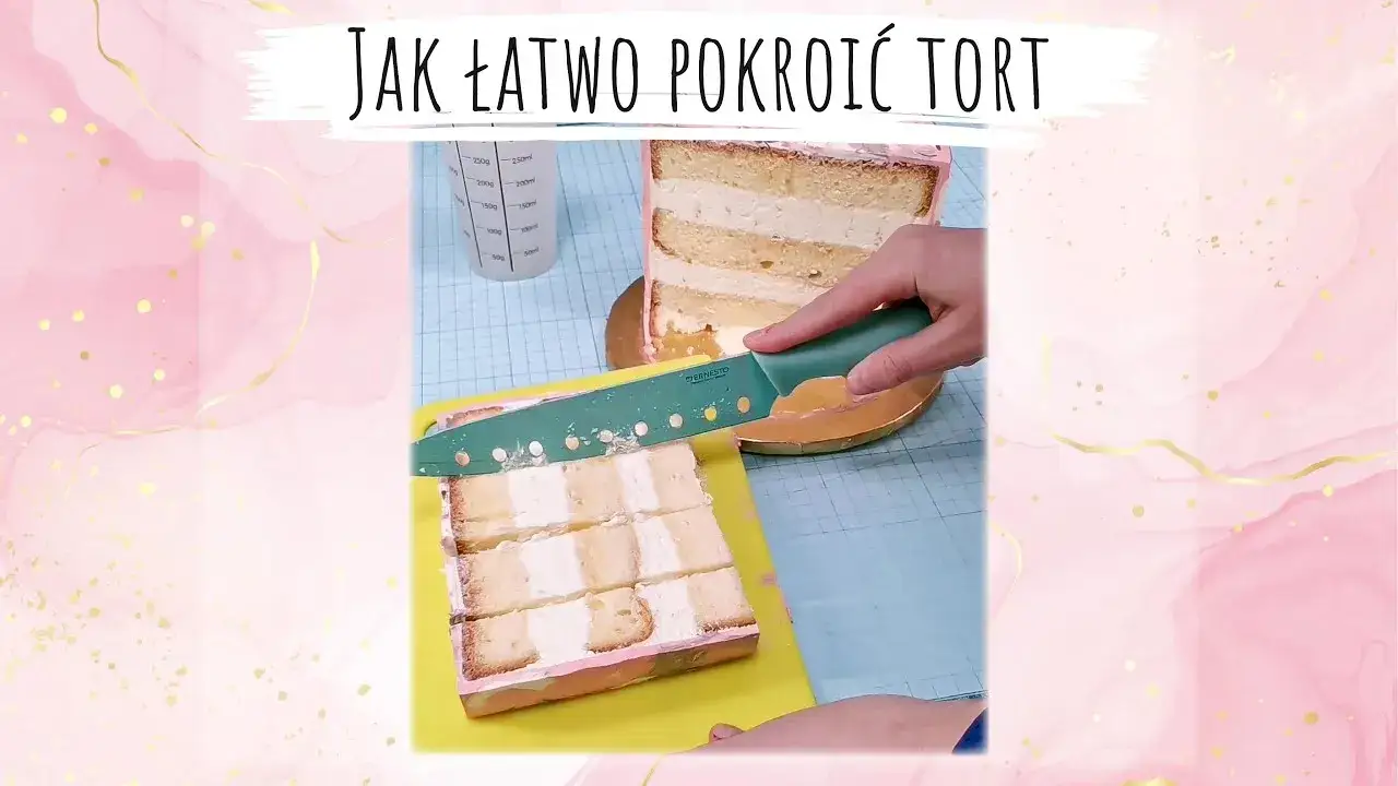 schemat krojenia tortu prostokątnego w paski